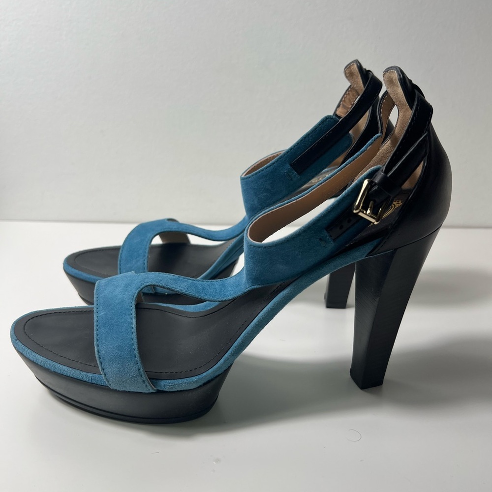 Tod's Sand Plat Gooma T105 Fasce Suede & Leather T-Strap Platform Sandal Heels - Picture 11 of 14